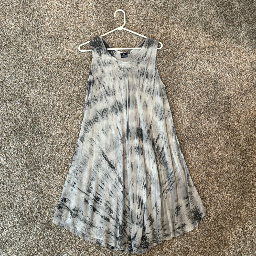 grey, black, and silver sundress